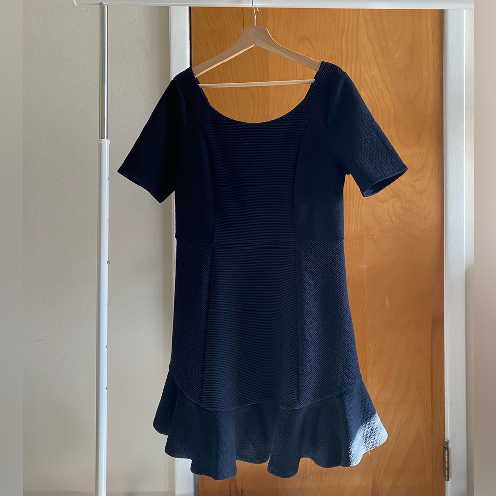 Anthropologie HD in Paris Peplum Textured Black Zipper Dress